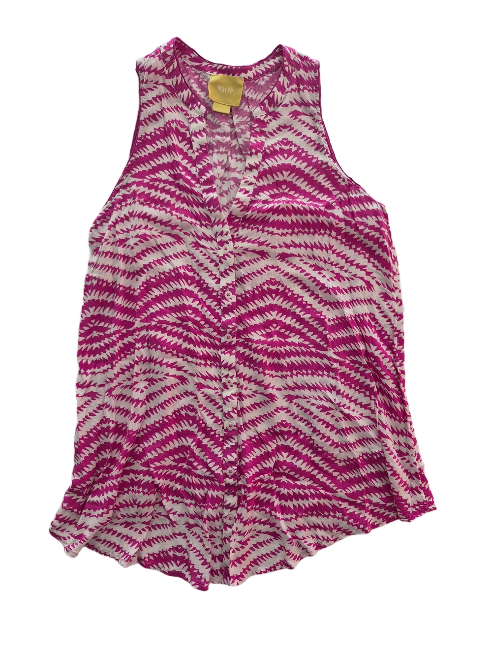 Maeve Anthropologie Pink Geometric Button-Front Sleeveless Top Size 8
